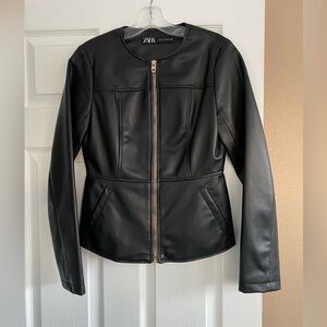 Zara Black Faux Leather Jacket